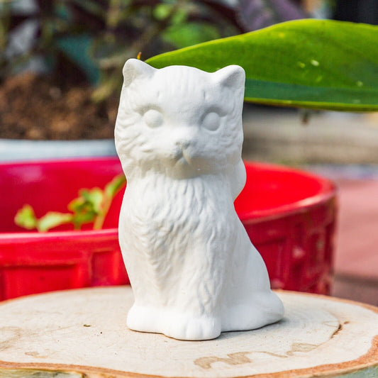 Cute Kitty Cat With Bow 2.5" Ceramic Bisque Ready To Paint Pottery