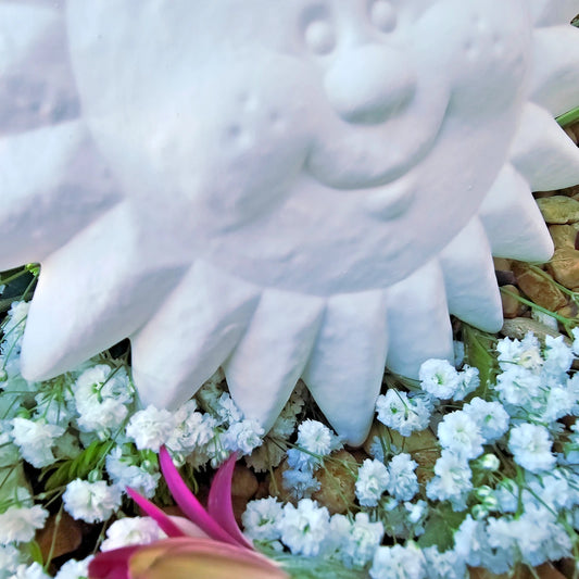 Sun With Face Wall Piece 7.5" Ceramic Bisque Ready To Paint Pottery