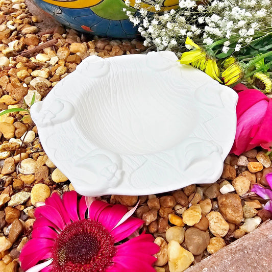 Goose Ashtray Wood with Hearts 6" Ceramic Bisque Ready To Paint Pottery