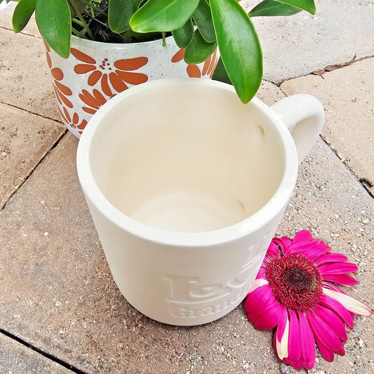 I Love Grandma Mug Cup 5.5" Ceramic Bisque Ready To Paint Pottery