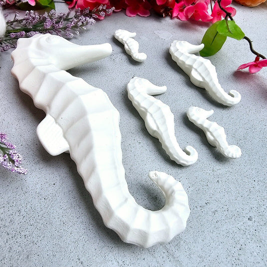 Family of Seahorses 7.3" Ceramic Bisque Ready To Paint Pottery