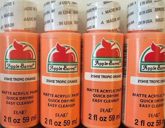 Tropic Orange (4x) 2oz Bottles - (8oz) Apple Barrel Matte Acrylic Paint