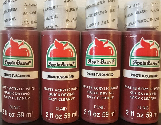 Tuscan Red (4x) 2oz Bottles - (8oz) Apple Barrel Matte Acrylic Paint