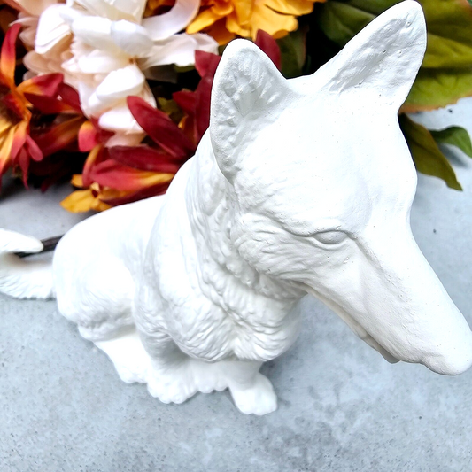 Wolf Canine 7" Ceramic Bisque Ready To Paint Pottery