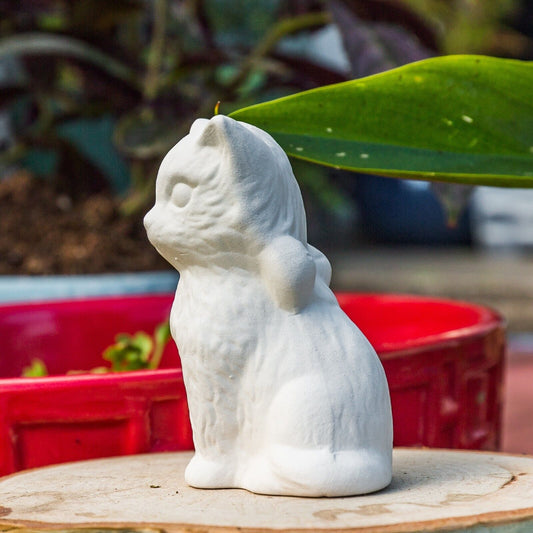Cute Kitty Cat With Bow 2.5" Ceramic Bisque Ready To Paint Pottery