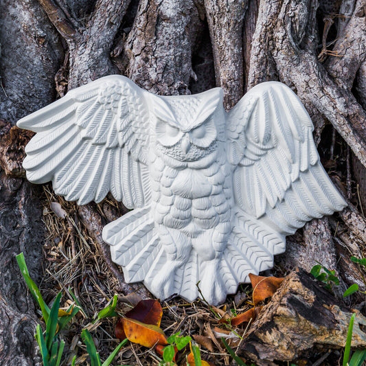Detailed Owl Bird Wall Plaque 11" Ceramic Bisque Ready To Paint Pottery