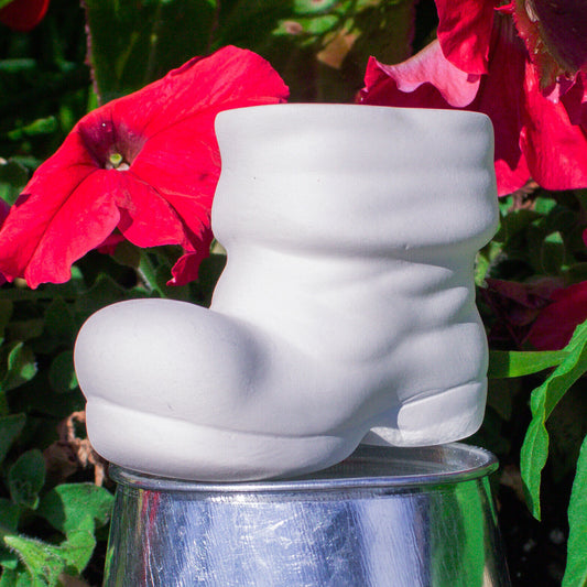 Small Santa Boot 3x2 Ceramic Bisque Ready To Paint Pottery