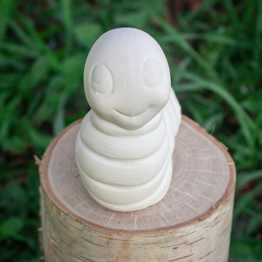 Bubbly Cute Caterpillar Bug 5x4 Ceramic Bisque Ready To Paint Pottery