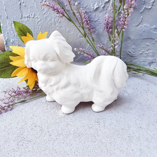 Pekingese Dog 6.7" Ceramic Bisque Ready To Paint Pottery