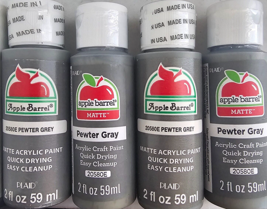 Pewter Gray (4x) 2oz Bottles - (8oz) Apple Barrel Matte Acrylic Paint