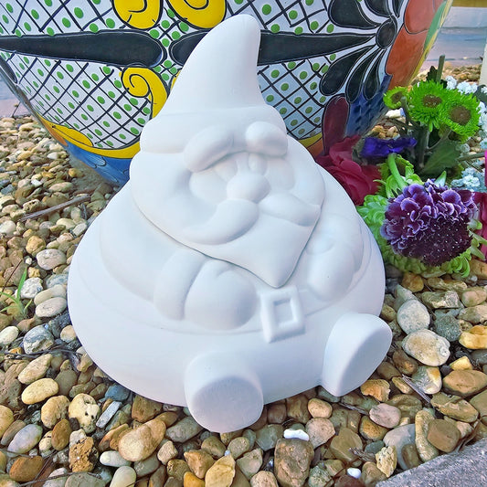Christmas Santa Cookie Jar Box 7.2" Ceramic Bisque Ready To Paint Pottery