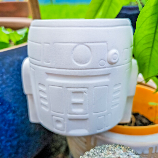 Robot Cup 3.5" STOCK Ceramic Bisque Ready To Paint Pottery