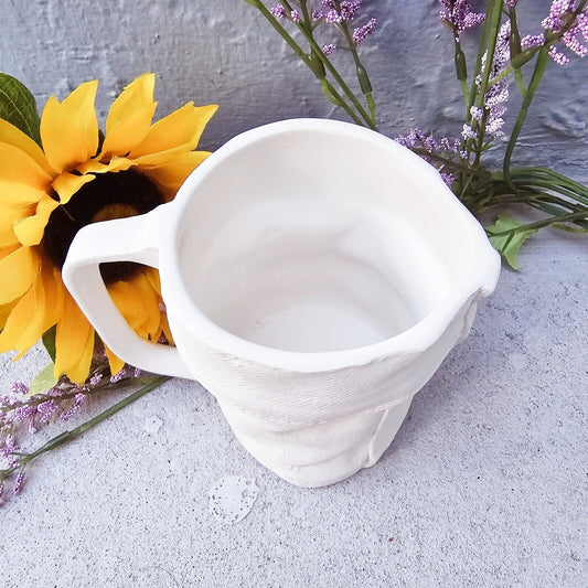 Denim Jean Mug 5" Ceramic Bisque Ready To Paint Pottery