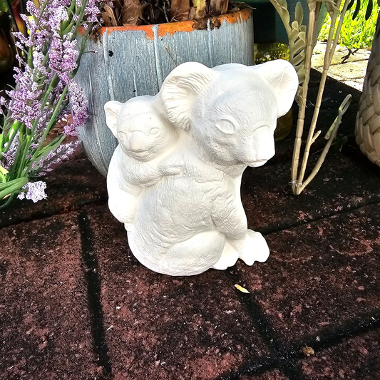 Koala Mom and Baby 6" Ceramic Bisque Ready To Paint Pottery