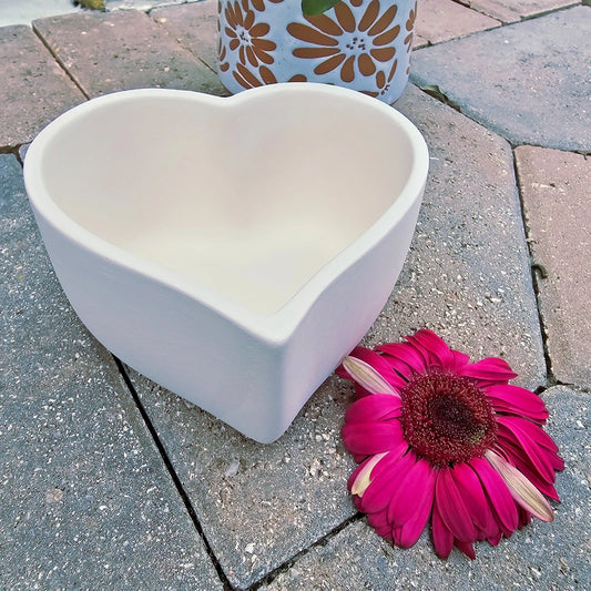 Deep Hear Bowl Valentines 6" Ceramic Bisque Ready To Paint Pottery