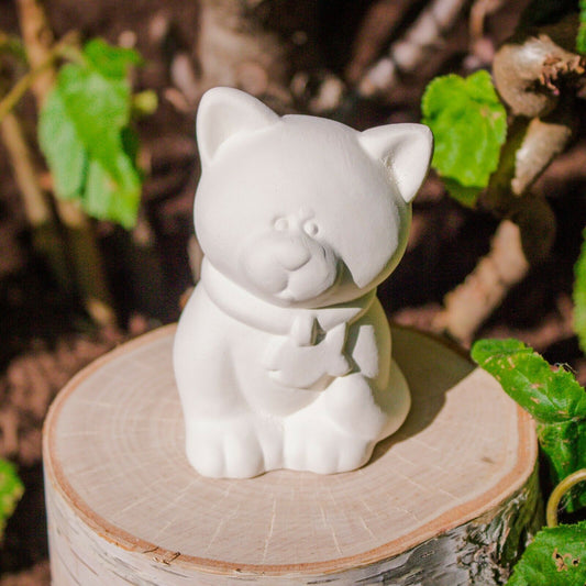 Bubbly Kitty Cat 3x3 Ceramic Bisque Ready To Paint Pottery