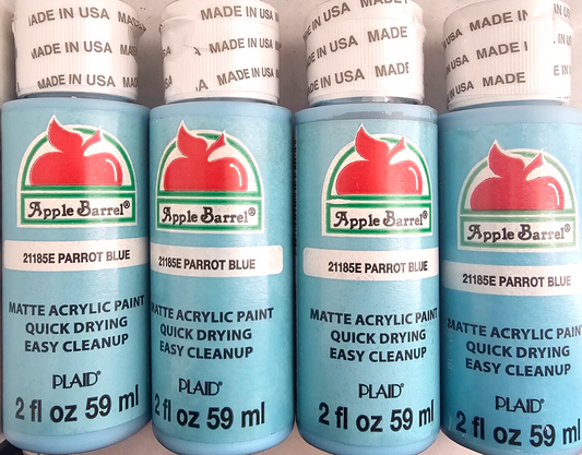 Parrot Blue (4x) 2oz Bottles - (8oz) Apple Barrel Matte Acrylic Paint