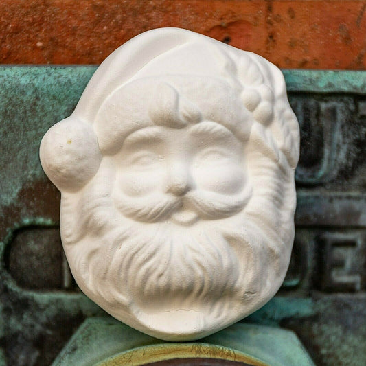 Christmas Jolly Santa Head 3.25" Ceramic Bisque Ready To Paint Pottery