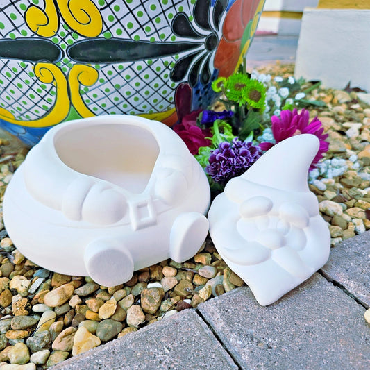 Christmas Santa Cookie Jar Box 7.2" Ceramic Bisque Ready To Paint Pottery