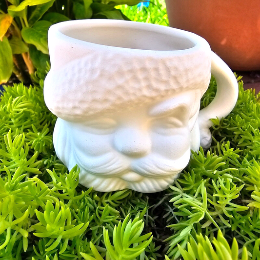 Santa's Head Mug 4.2" Ceramic Bisque Ready To Paint Pottery