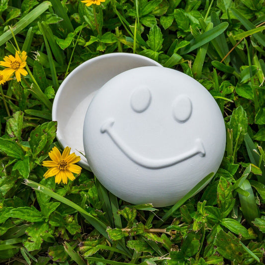 Happy Face Sad Face Box 4.2" Ceramic Bisque Ready To Paint Pottery