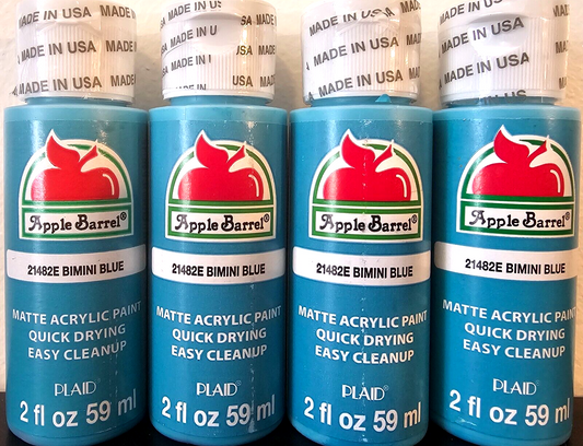 Bimini Blue (4x) 2oz Bottles - (8oz) Apple Barrel Matte Acrylic Paint