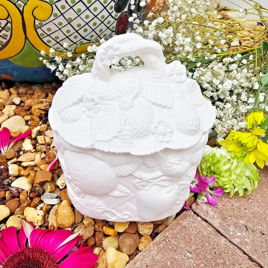 Fruits Basket Box 5.3" Ceramic Bisque Ready To Paint Pottery