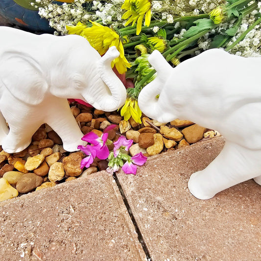 Elephant Pair 5.25" Ceramic Bisque Ready To Paint Pottery