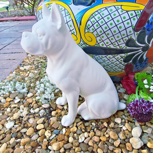 Boxer Dog Sitting 9.5" Ceramic Bisque Ready To Paint Pottery