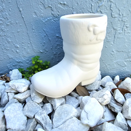 Medium Christmas Santa Boot 5.5"  Ceramic Bisque Ready To Paint Pottery