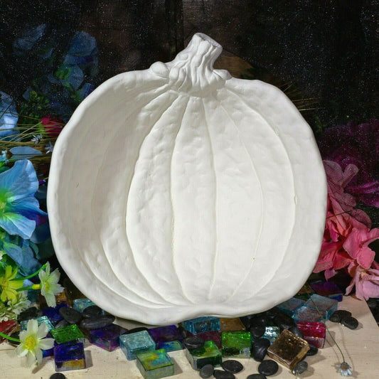 Halloween Pumpkin Bowl 8.25" Ceramic Bisque Ready To Paint Pottery