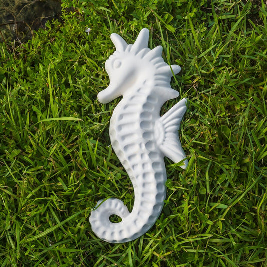 Detailed Sea Horse Wall Plaque 11" Ceramic Bisque Ready To Paint Pottery
