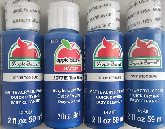 Too Blue (4x) 2oz Bottles - (8oz) Apple Barrel Matte Acrylic Paint