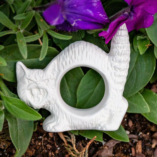 Halloween Cat Napkin Holder Ring 3" Ceramic Bisque Ready To Paint Pottery