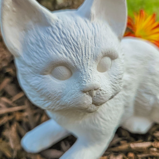 Large-Eared Cat Kitten 6.4" Ceramic Bisque Ready To Paint Pottery