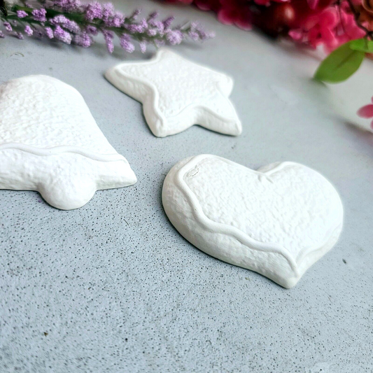 Set of three Cookie Tiles 3" Ceramic Bisque Ready To Paint Pottery