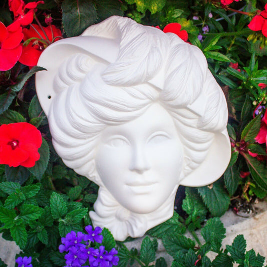 Victorian Lady Mask 9.5" Ceramic Bisque Ready To Paint Pottery