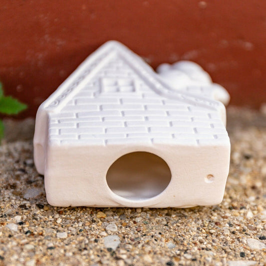 Christmas Santa On House Roof 3.3" Ceramic Bisque Ready To Paint Pottery