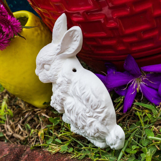 Christmas Bunny Big Ornament 4.3" Ceramic Bisque Ready To Paint Pottery