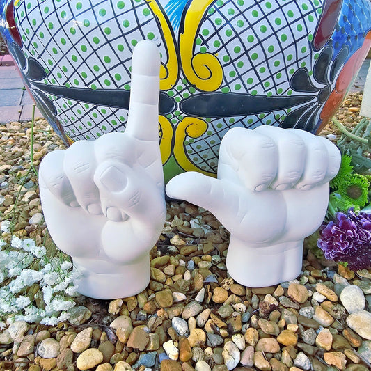 Point and Knuckle Hands Life Size Pair Ceramic Bisque Ready To Paint Pottery