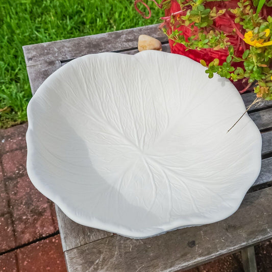 Giant Leaf Bowl 11.5" Ceramic Bisque Ready To Paint Pottery