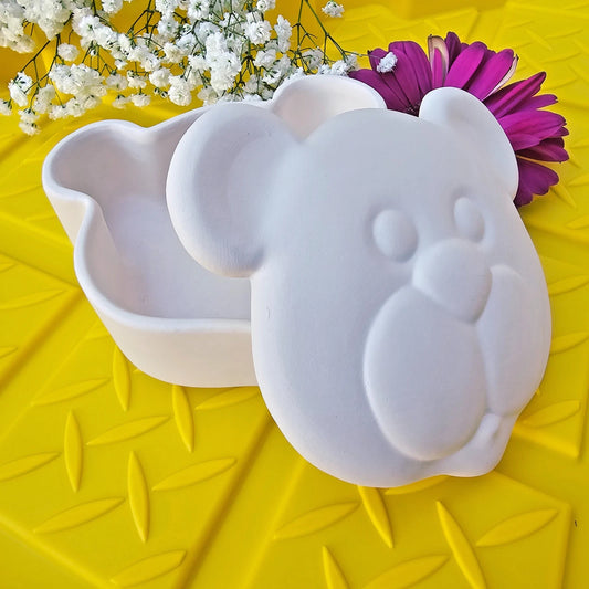 Bear Jewelry Box 5" Ceramic Bisque Ready To Paint Pottery