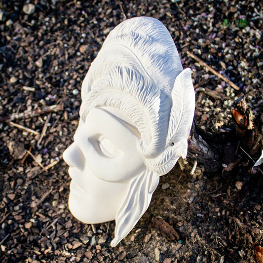 Masquerade Feather Mask 8x7 Ceramic Bisque Ready To Paint Pottery