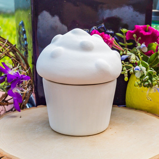 Sweet Cupcake Box 4.7" Ceramic Bisque Ready To Paint Pottery
