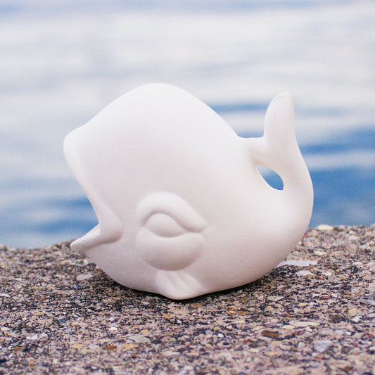 Cute Big Mouth Whale 3.5" Ceramic Bisque Ready To Paint Pottery
