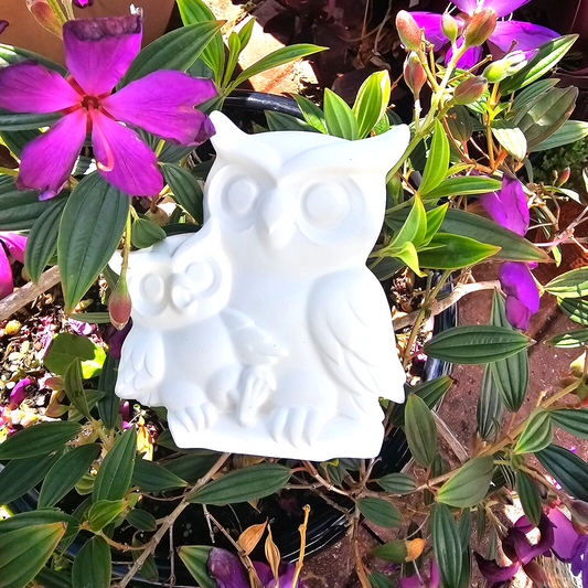 Owl Family Wall Plaque 5" Ceramic Bisque Ready To Paint Pottery