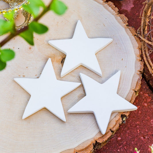 3x Small Star Tile Addons 3" Ceramic Bisque Ready To Paint Pottery