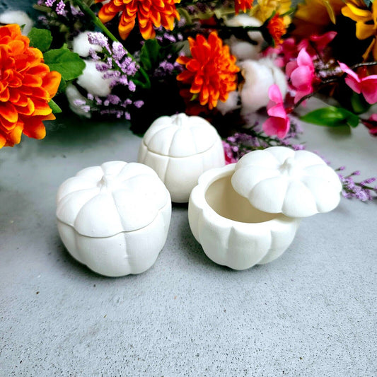 Trio of Pumpkin Boxes 2.5" Ceramic Bisque Ready To Paint Pottery