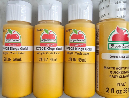 Kings Gold Yellow (4x) 2oz Bottles - (8oz) Apple Barrel Matte Acrylic Paint