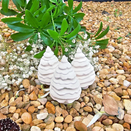 Three Small Christmas Pine Trees 2.5" each Ceramic Bisque Ready To Paint Pottery